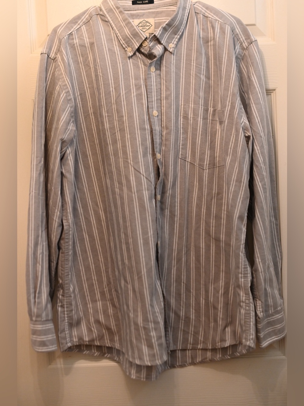 St. John's Bay Gray & White Striped Button-Down Shirt